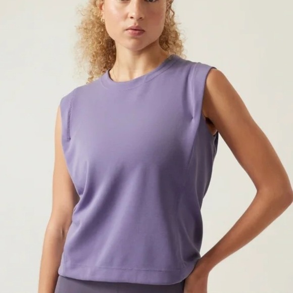 Athleta Tops - Athleta Seasoft Tank Sweatshirt Size Small Purple Sleeveless Muscle Tee Top